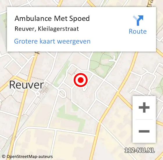 Locatie op kaart van de 112 melding: Ambulance Met Spoed Naar Reuver, Kleilagerstraat op 2 juni 2014 21:17