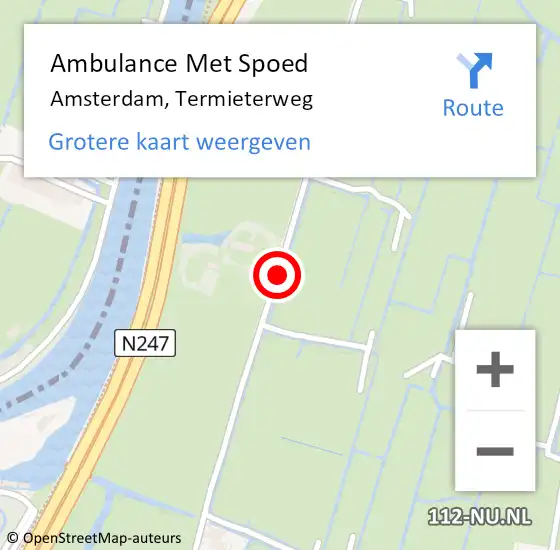 Locatie op kaart van de 112 melding: Ambulance Met Spoed Naar Amsterdam, Termieterweg op 22 februari 2021 13:59