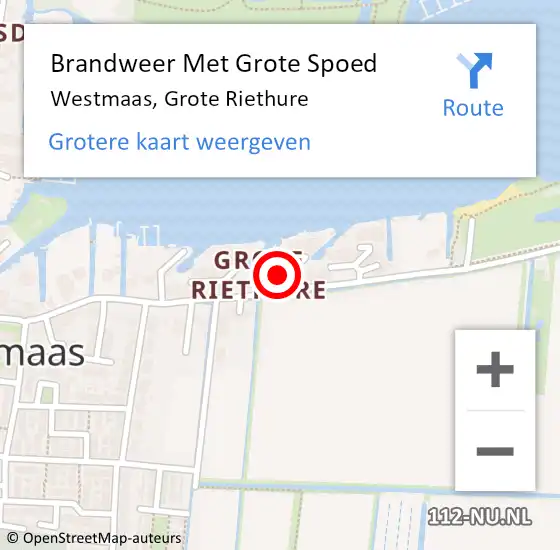 Locatie op kaart van de 112 melding: Brandweer Met Grote Spoed Naar Westmaas, Grote Riethure op 22 februari 2021 14:57