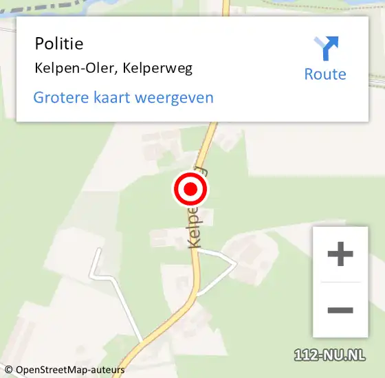 Locatie op kaart van de 112 melding: Politie Kelpen-Oler, Kelperweg op 22 februari 2021 15:53