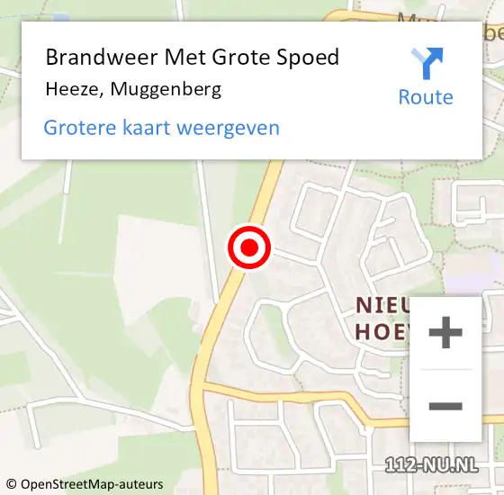 Locatie op kaart van de 112 melding: Brandweer Met Grote Spoed Naar Heeze, Muggenberg op 22 februari 2021 17:11