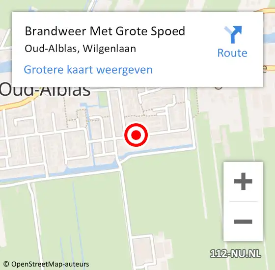 Locatie op kaart van de 112 melding: Brandweer Met Grote Spoed Naar Oud-Alblas, Wilgenlaan op 22 februari 2021 17:29