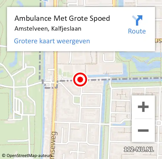 Locatie op kaart van de 112 melding: Ambulance Met Grote Spoed Naar Amstelveen, Kalfjeslaan op 22 februari 2021 18:37