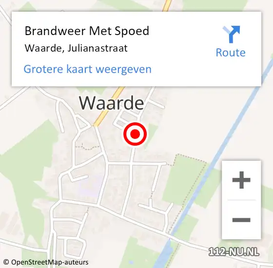 Locatie op kaart van de 112 melding: Brandweer Met Spoed Naar Waarde, Julianastraat op 22 februari 2021 19:14