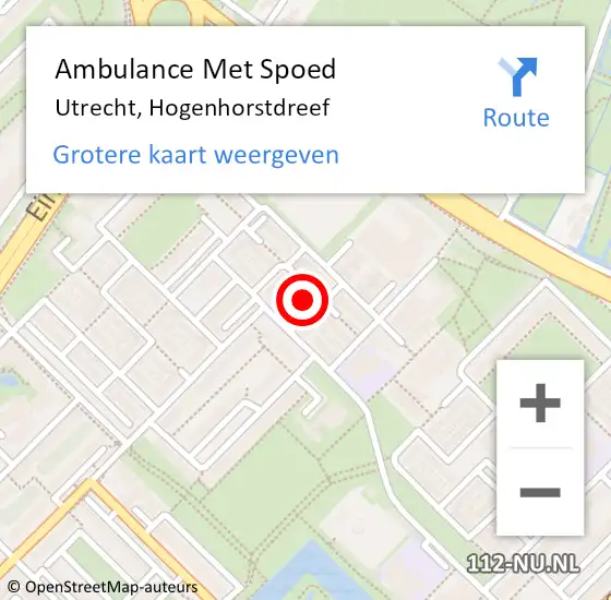 Locatie op kaart van de 112 melding: Ambulance Met Spoed Naar Utrecht, Hogenhorstdreef op 2 juni 2014 22:27