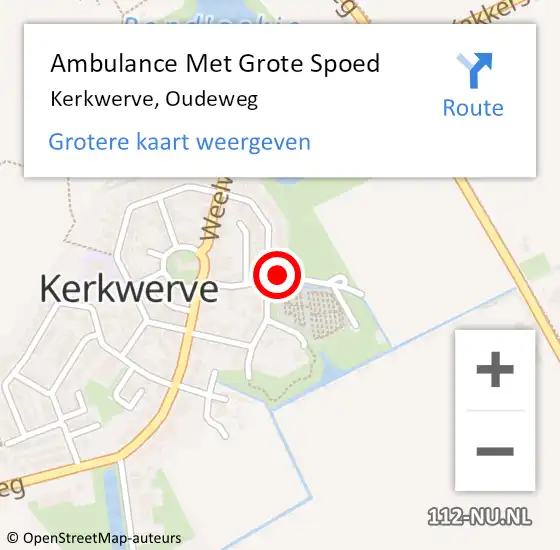 Locatie op kaart van de 112 melding: Ambulance Met Grote Spoed Naar Kerkwerve, Oudeweg op 2 juni 2014 22:32