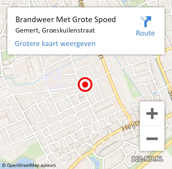 Locatie op kaart van de 112 melding: Brandweer Met Grote Spoed Naar Gemert, Groeskuilenstraat op 22 februari 2021 21:20