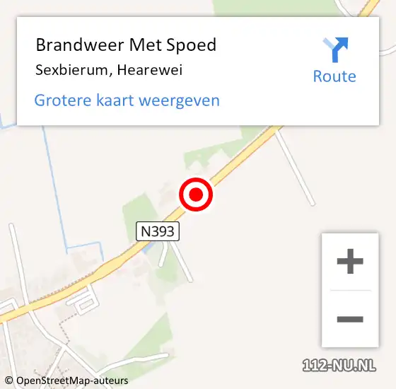 Locatie op kaart van de 112 melding: Brandweer Met Spoed Naar Sexbierum, Hearewei op 2 juni 2014 23:15