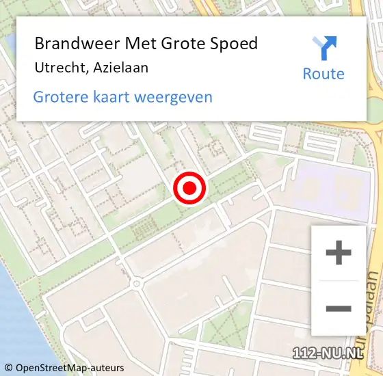 Locatie op kaart van de 112 melding: Brandweer Met Grote Spoed Naar Utrecht, Azielaan op 23 februari 2021 05:26