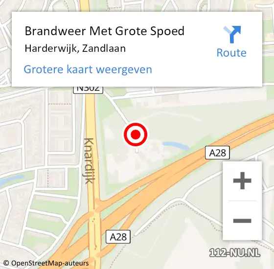 Locatie op kaart van de 112 melding: Brandweer Met Grote Spoed Naar Harderwijk, Zandlaan op 23 februari 2021 06:31