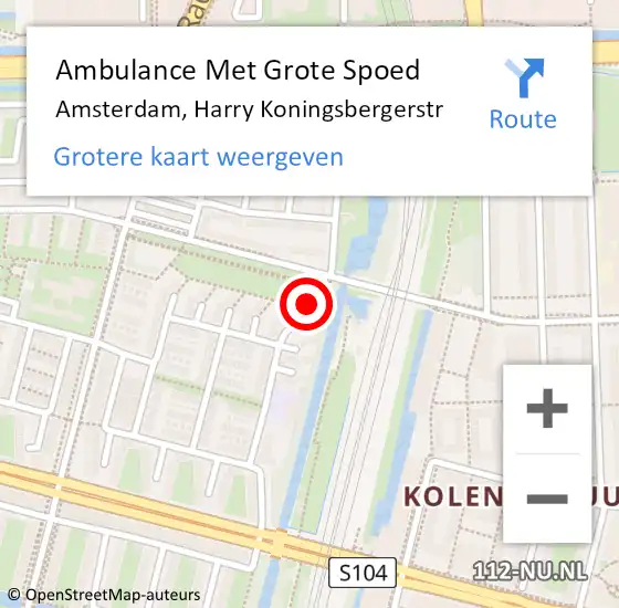 Locatie op kaart van de 112 melding: Ambulance Met Grote Spoed Naar Amsterdam, Harry Koningsbergerstr op 23 februari 2021 07:12