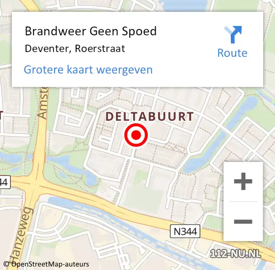Locatie op kaart van de 112 melding: Brandweer Geen Spoed Naar Deventer, Roerstraat op 23 februari 2021 08:49
