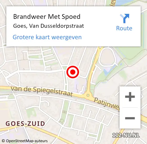 Locatie op kaart van de 112 melding: Brandweer Met Spoed Naar Goes, Van Dusseldorpstraat op 2 juni 2014 23:31