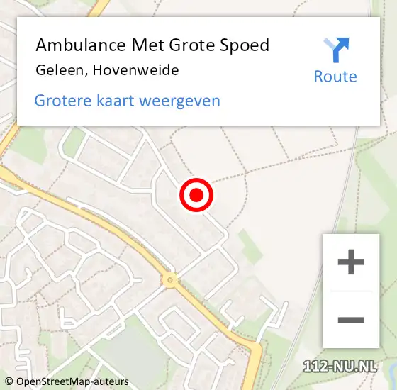 Locatie op kaart van de 112 melding: Ambulance Met Grote Spoed Naar Geleen, Hovenweide op 2 juni 2014 23:36