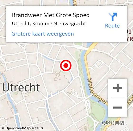 Locatie op kaart van de 112 melding: Brandweer Met Grote Spoed Naar Utrecht, Kromme Nieuwegracht op 23 februari 2021 09:43