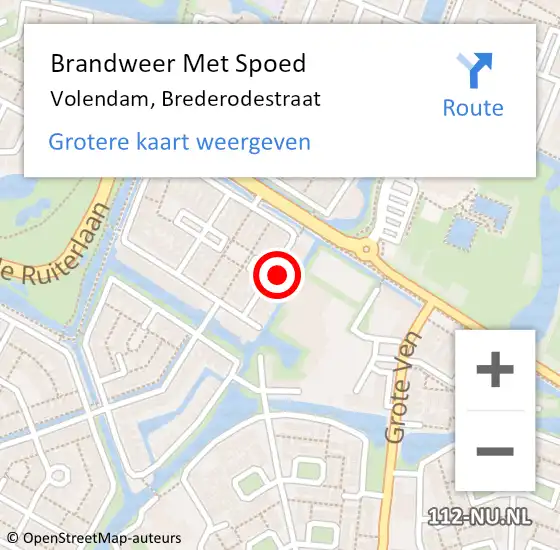 Locatie op kaart van de 112 melding: Brandweer Met Spoed Naar Volendam, Brederodestraat op 2 juni 2014 23:43