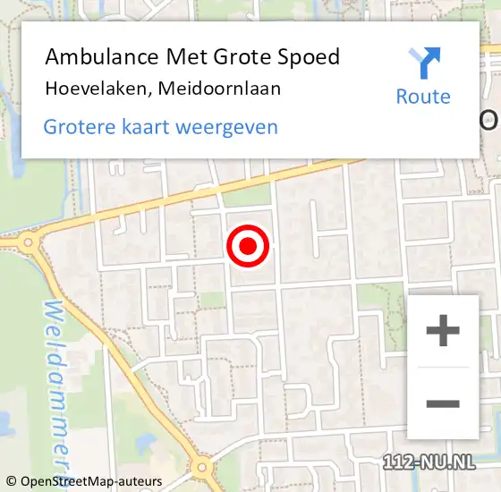 Locatie op kaart van de 112 melding: Ambulance Met Grote Spoed Naar Hoevelaken, Meidoornlaan op 23 februari 2021 10:29