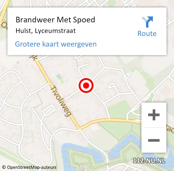 Locatie op kaart van de 112 melding: Brandweer Met Spoed Naar Hulst, Lyceumstraat op 23 februari 2021 11:30