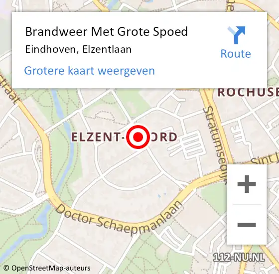 Locatie op kaart van de 112 melding: Brandweer Met Grote Spoed Naar Eindhoven, Elzentlaan op 23 februari 2021 11:45