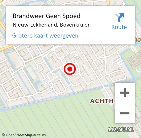 Locatie op kaart van de 112 melding: Brandweer Geen Spoed Naar Nieuw-Lekkerland, Bovenkruier op 23 februari 2021 11:51