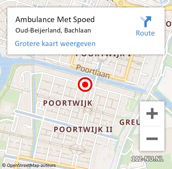 Locatie op kaart van de 112 melding: Ambulance Met Spoed Naar Oud-Beijerland, Bachlaan op 23 februari 2021 12:05