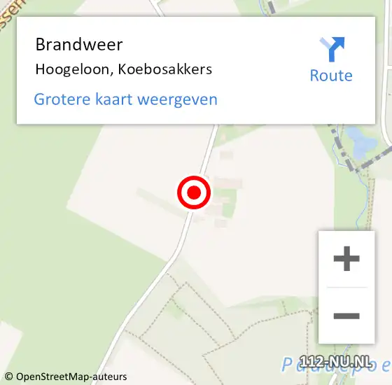 Locatie op kaart van de 112 melding: Brandweer Hoogeloon, Koebosakkers op 23 februari 2021 13:10