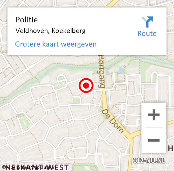 Locatie op kaart van de 112 melding: Politie Veldhoven, Koekelberg op 23 februari 2021 14:50