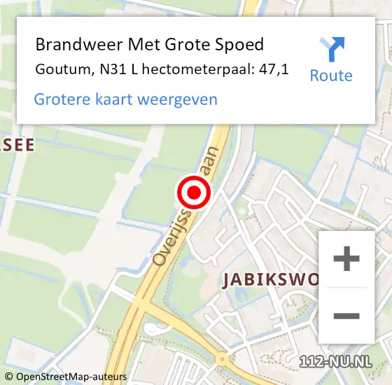 Locatie op kaart van de 112 melding: Brandweer Met Grote Spoed Naar Goutum, N31 L hectometerpaal: 47,1 op 3 juni 2014 01:37