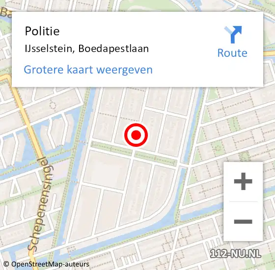 Locatie op kaart van de 112 melding: Politie IJsselstein, Boedapestlaan op 23 februari 2021 15:43