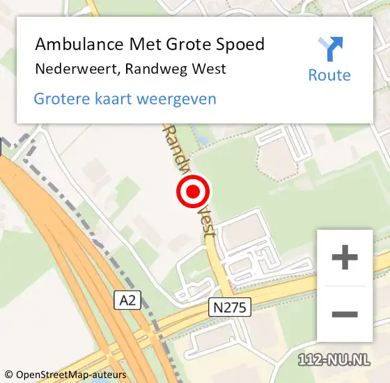 Locatie op kaart van de 112 melding: Ambulance Met Grote Spoed Naar Nederweert, Randweg West op 23 februari 2021 17:05
