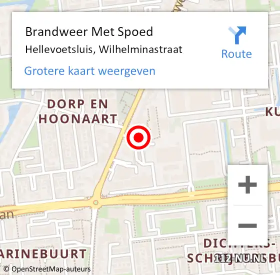 Locatie op kaart van de 112 melding: Brandweer Met Spoed Naar Hellevoetsluis, Wilhelminastraat op 23 februari 2021 17:18