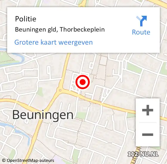 Locatie op kaart van de 112 melding: Politie Beuningen gld, Thorbeckeplein op 23 februari 2021 17:25