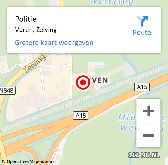 Locatie op kaart van de 112 melding: Politie Vuren, Zeiving op 23 februari 2021 18:28