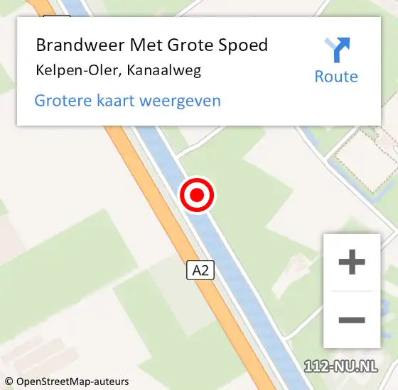 Locatie op kaart van de 112 melding: Brandweer Met Grote Spoed Naar Kelpen-Oler, Kanaalweg op 23 februari 2021 19:34