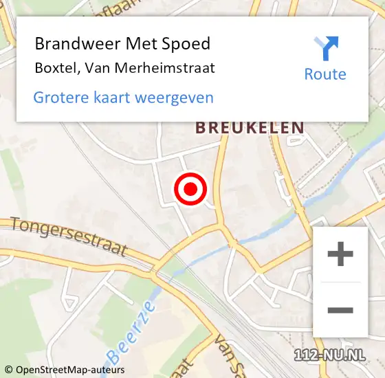 Locatie op kaart van de 112 melding: Brandweer Met Spoed Naar Boxtel, Van Merheimstraat op 23 februari 2021 20:36