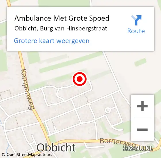 Locatie op kaart van de 112 melding: Ambulance Met Grote Spoed Naar Obbicht, Burg van Hinsbergstraat op 3 juni 2014 03:28