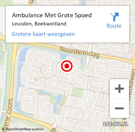 Locatie op kaart van de 112 melding: Ambulance Met Grote Spoed Naar Leusden, Boekweitland op 3 juni 2014 05:40