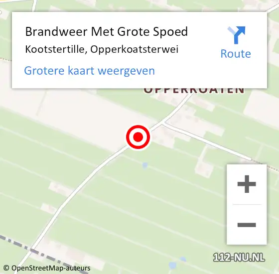 Locatie op kaart van de 112 melding: Brandweer Met Grote Spoed Naar Kootstertille, Opperkoatsterwei op 24 februari 2021 10:10