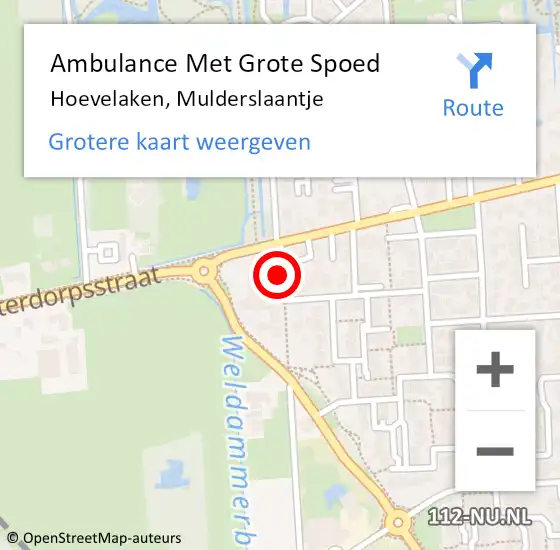 Locatie op kaart van de 112 melding: Ambulance Met Grote Spoed Naar Hoevelaken, Mulderslaantje op 24 februari 2021 10:16