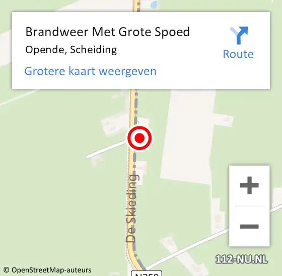 Locatie op kaart van de 112 melding: Brandweer Met Grote Spoed Naar Opende, Scheiding op 3 juni 2014 06:02