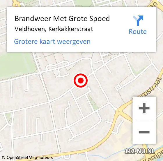 Locatie op kaart van de 112 melding: Brandweer Met Grote Spoed Naar Veldhoven, Kerkakkerstraat op 24 februari 2021 11:53