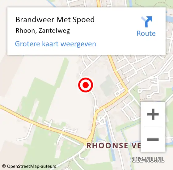 Locatie op kaart van de 112 melding: Brandweer Met Spoed Naar Rhoon, Zantelweg op 24 februari 2021 13:25