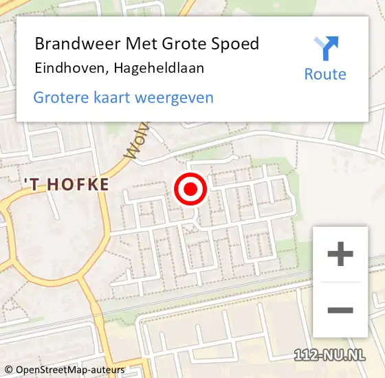 Locatie op kaart van de 112 melding: Brandweer Met Grote Spoed Naar Eindhoven, Hageheldlaan op 24 februari 2021 14:14