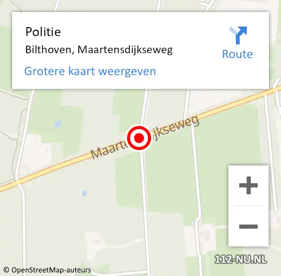 Locatie op kaart van de 112 melding: Politie Bilthoven, Maartensdijkseweg op 24 februari 2021 14:29