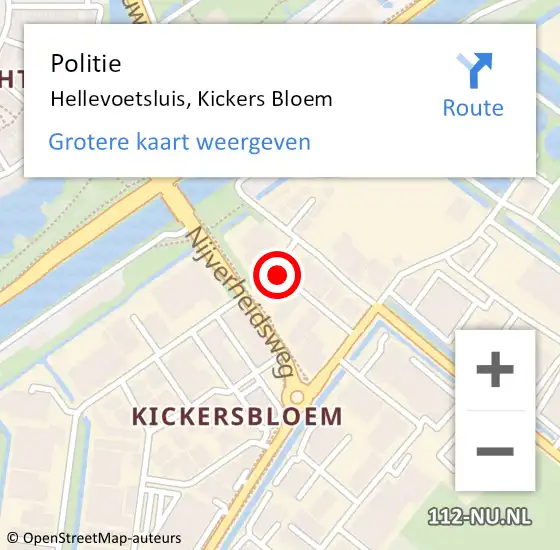 Locatie op kaart van de 112 melding: Politie Hellevoetsluis, Kickers Bloem op 24 februari 2021 14:31