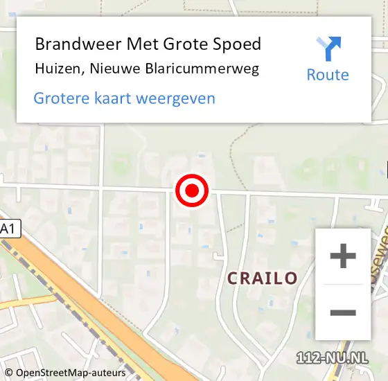 Locatie op kaart van de 112 melding: Brandweer Met Grote Spoed Naar Huizen, Nieuwe Blaricummerweg op 24 februari 2021 14:32