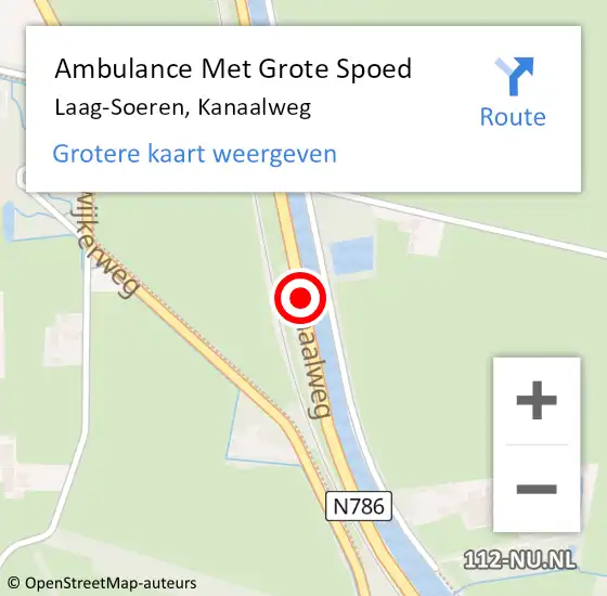 Locatie op kaart van de 112 melding: Ambulance Met Grote Spoed Naar Laag-Soeren, Kanaalweg op 24 februari 2021 14:47