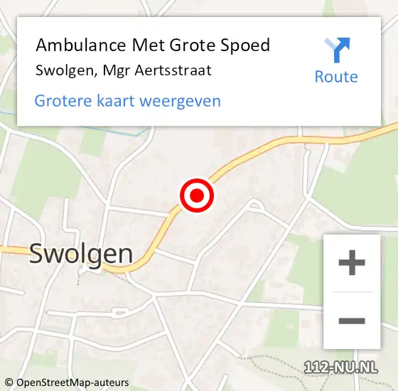 Locatie op kaart van de 112 melding: Ambulance Met Grote Spoed Naar Swolgen, Mgr Aertsstraat op 3 juni 2014 07:48