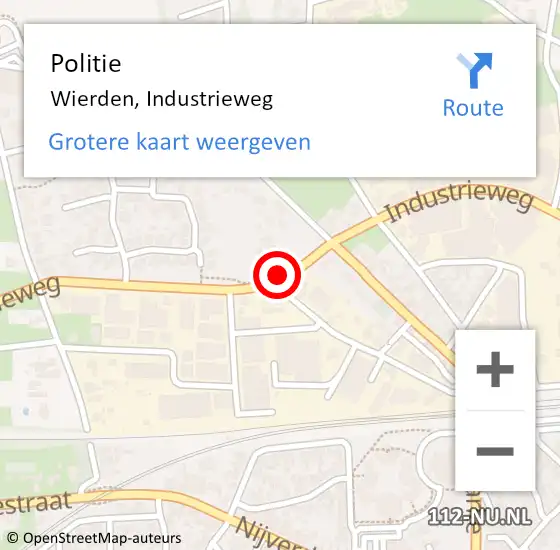 Locatie op kaart van de 112 melding: Politie Wierden, Industrieweg op 24 februari 2021 16:00