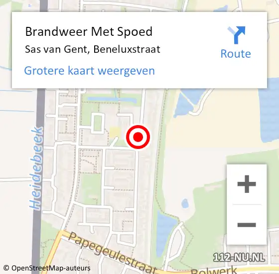 Locatie op kaart van de 112 melding: Brandweer Met Spoed Naar Sas van Gent, Beneluxstraat op 24 februari 2021 16:11